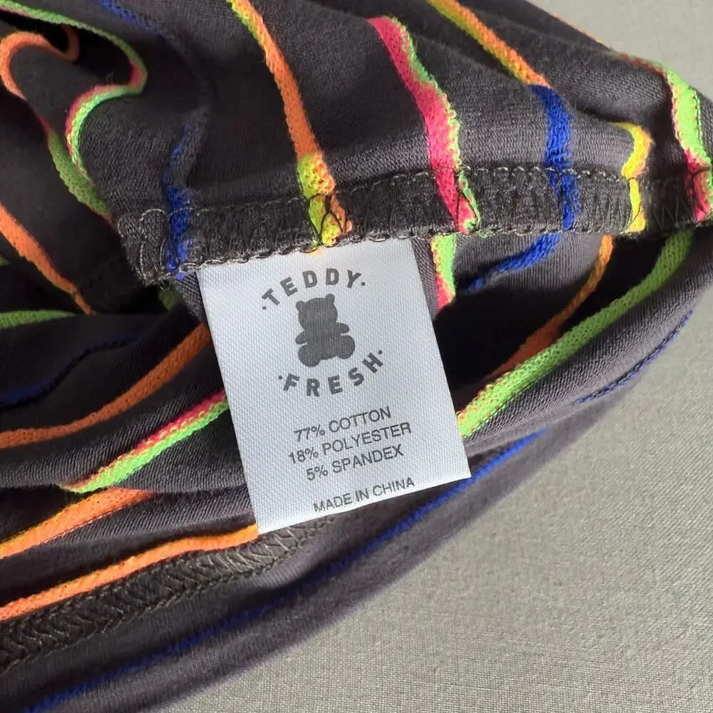 Teddy Fresh Yarn Dyed Neon Stripe Tee, Brown, XL